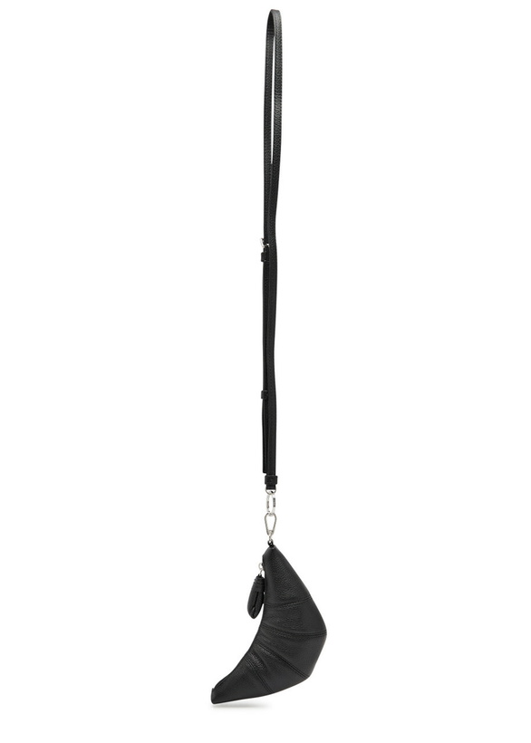 Photo: Lemaire Croissant Leather Cross-body Coin Purse - Black - One Size