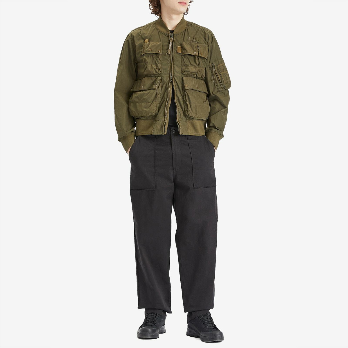 C.P. Company Men's Chrome-R Multipocket Bomber Jacket in Ivy Green