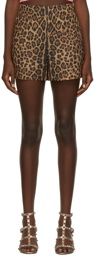 Valentino Tan Leopard Printed Couture Shorts