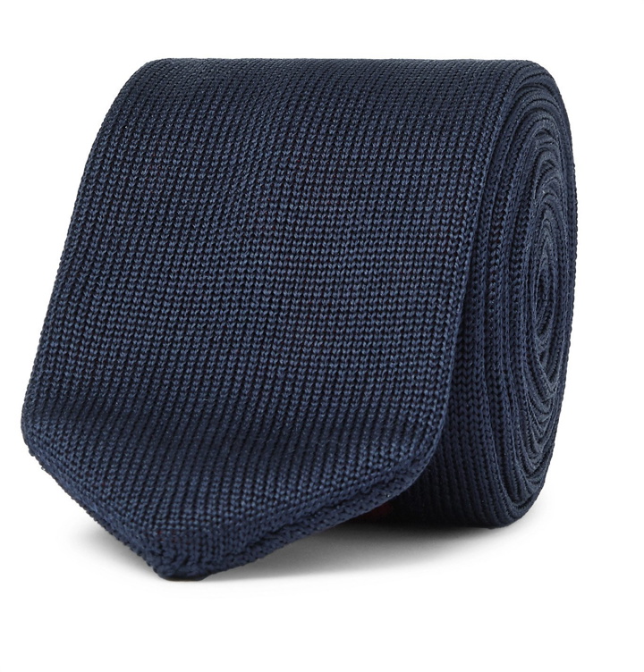 Photo: Blue Blue Japan - 7cm Knitted Silk-Jacquard Tie - Blue