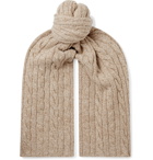 Loro Piana - Cable-Knit Mélange Baby Cashmere Scarf - Brown