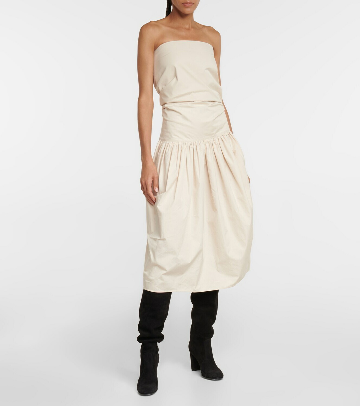Lemaire Strapless cotton midi dress Lemaire
