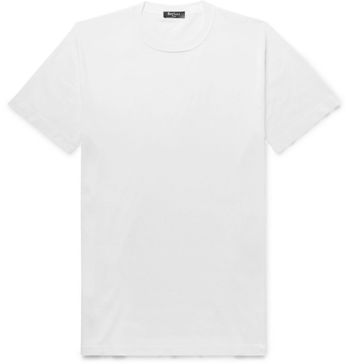 Photo: Berluti - Cotton and Mulberry Silk-Blend T-Shirt - Men - White