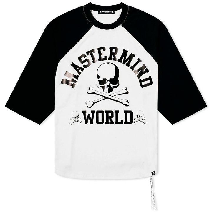 Photo: MASTERMIND WORLD Men's Long Sleeve College Logo T-Shirt in Black/White