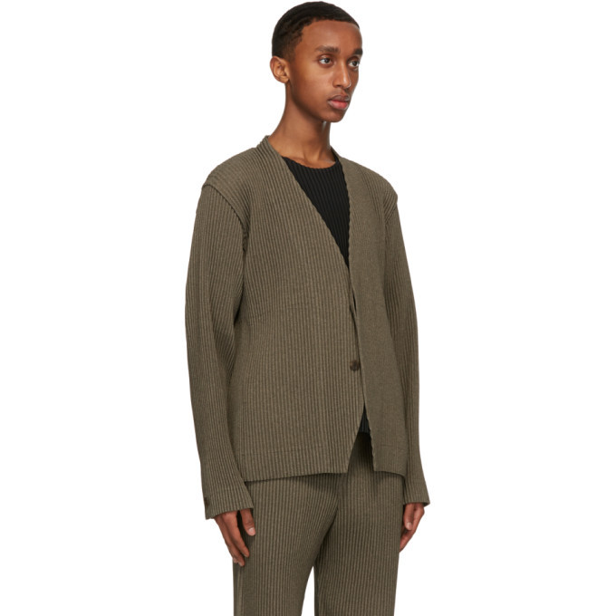 Homme Plisse Issey Miyake Brown Light Wool-Like Cardigan Homme