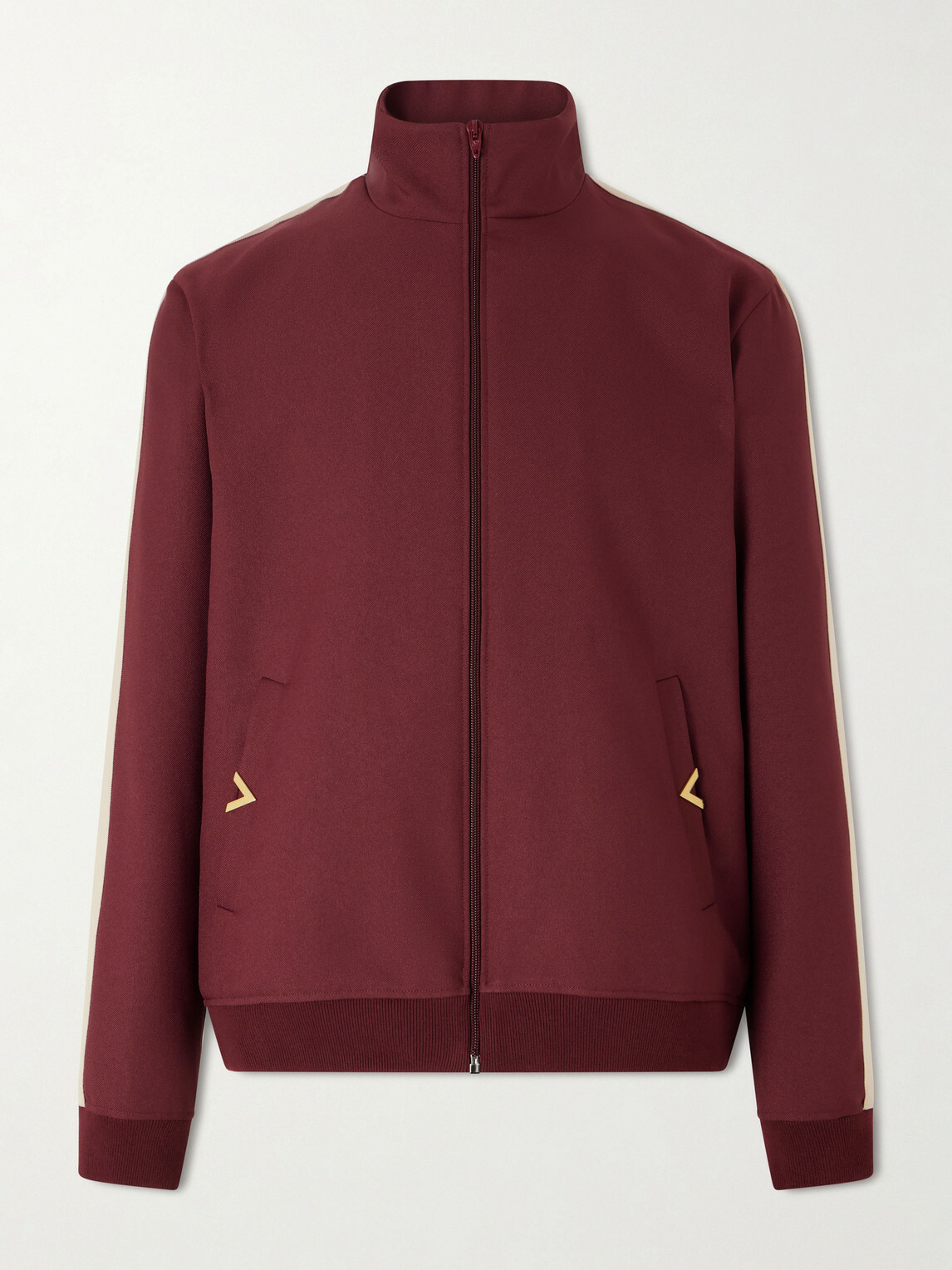 Valentino Garavani - VGold Striped Drill Zip-Up Sweater - Burgundy