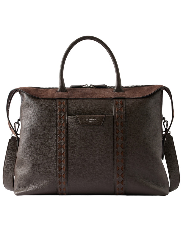 Photo: Serapian - Suede-Trimmed Full-Grain Leather Briefcase