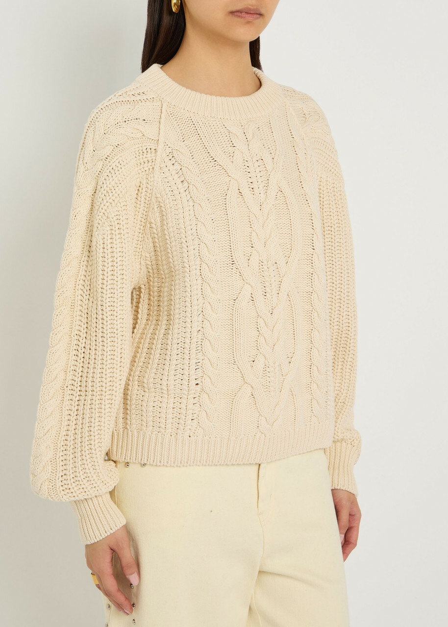 Free People Frankie Cable-knit Cotton Jumper Ivory