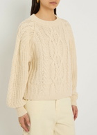 Free People Frankie Cable-knit Cotton Jumper Ivory