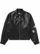 Enfants Riches Déprimés - Studded Embroidered Leather Jacket - Black