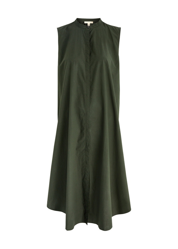 Photo: Eileen Fisher Cotton-poplin Midi Dress Dark Green
