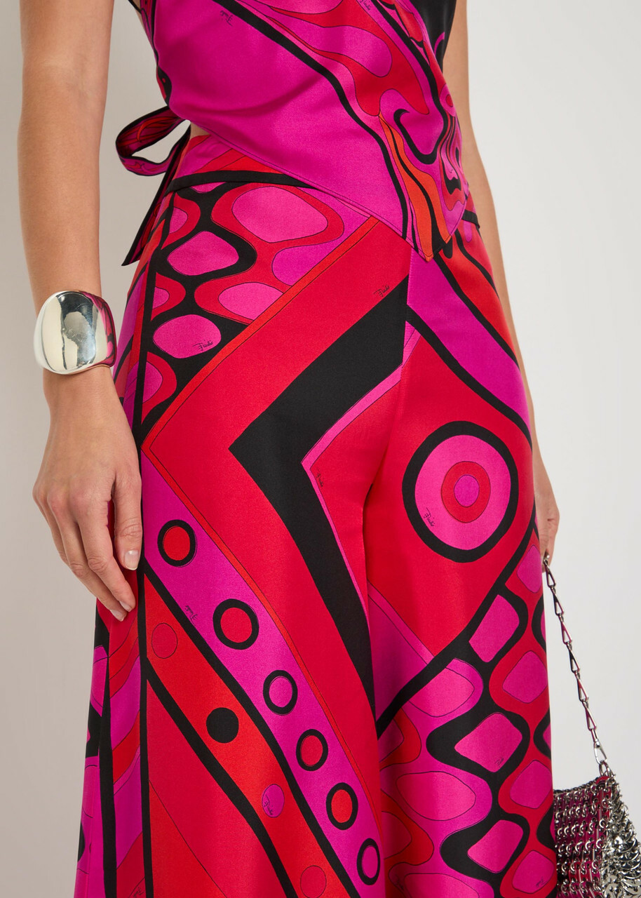Pucci Printed Wide-leg Silk Trousers Pink