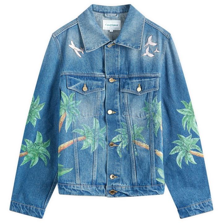 Photo: Casablanca Men's Tennis Club Print Embroidered Denim Jacket in Blue
