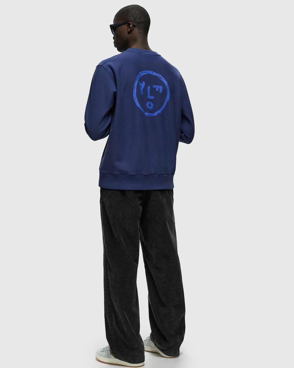 ølåf Face Crewneck Blue - Mens - Sweatshirts