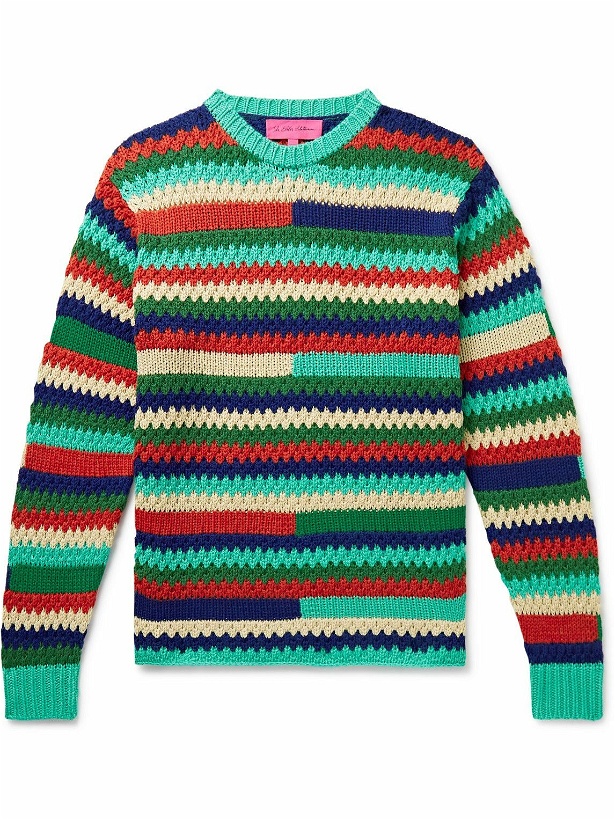 Photo: The Elder Statesman - Striped Crochet-Knit Cashmere Sweater - Multi