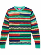 The Elder Statesman - Striped Crochet-Knit Cashmere Sweater - Multi