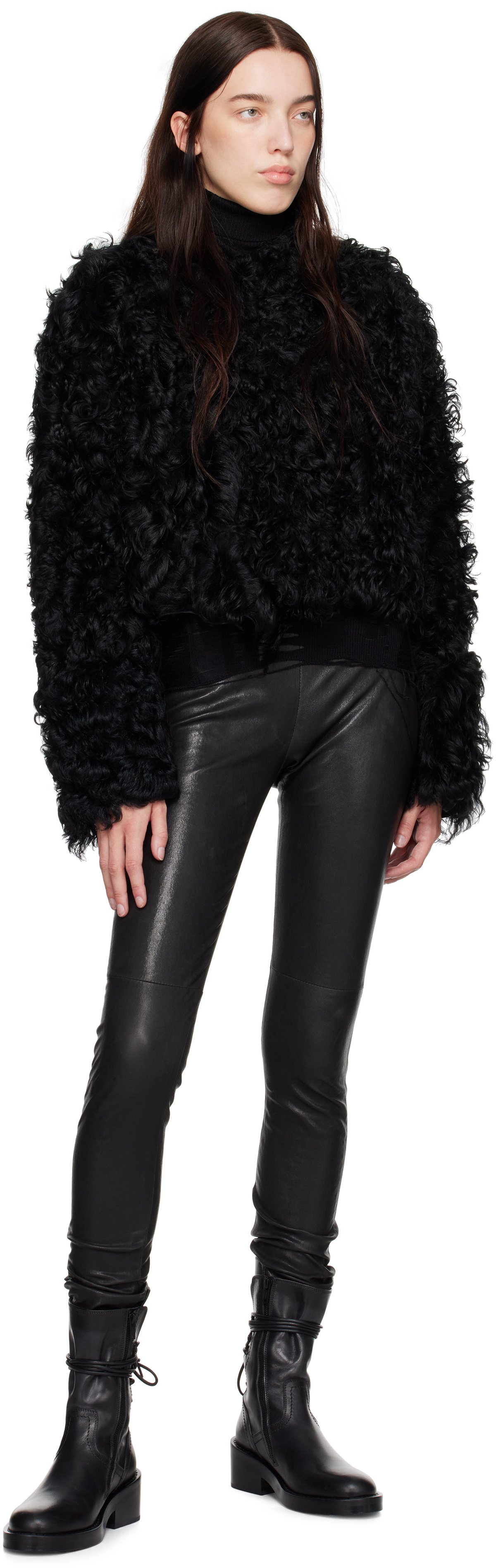 Ann Demeulemeester Black Amela Shearling Jacket