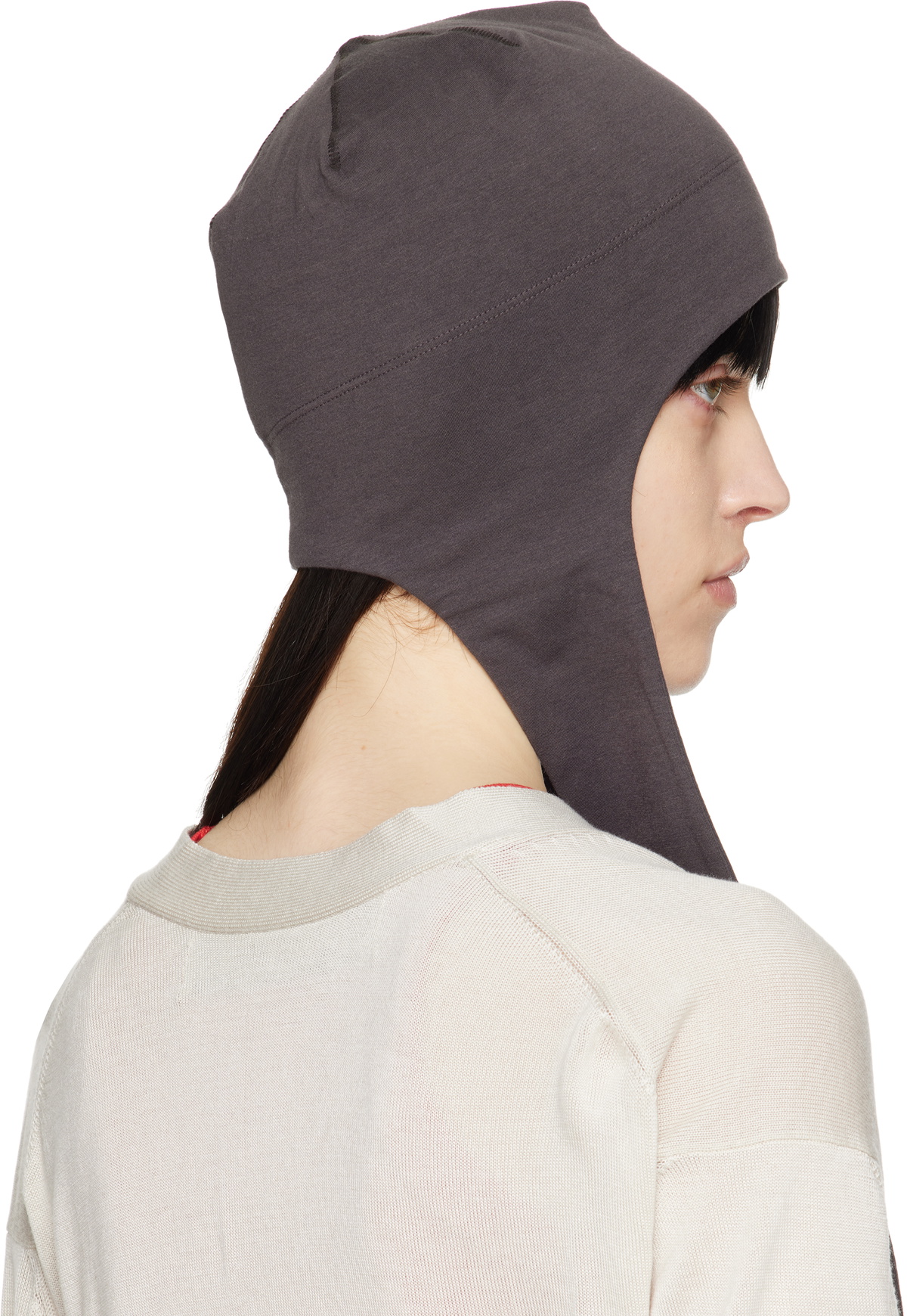 OPEN YY Gray Jersey Earflap Beanie OPEN YY