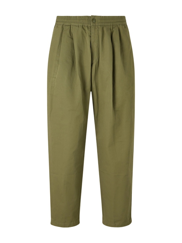Photo: Neighborhood - Wide-Leg Cotton and Linen-Blend Twill Trousers - Green