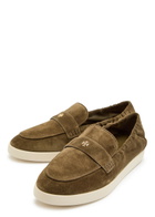 Tory Burch Ballet Sport Suede Loafers Khaki