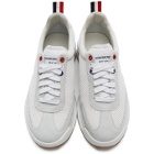 Thom Browne White and Grey Tech Runner Sneakers