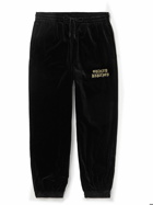Wacko Maria - Tapered Logo-Embroidered Cotton-Velvet Sweatpants - Black
