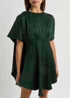 Zimmermann Eden Cascading Cape-effect Satin Mini Dress Green Dark