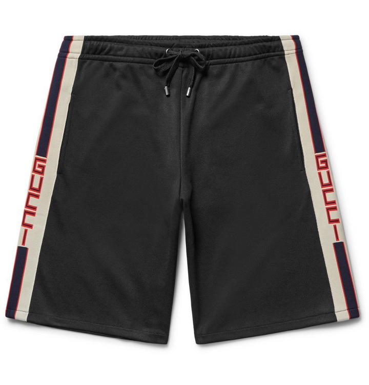 Photo: Gucci - Webbing-Trimmed Tech-Jersey Shorts - Men - Black