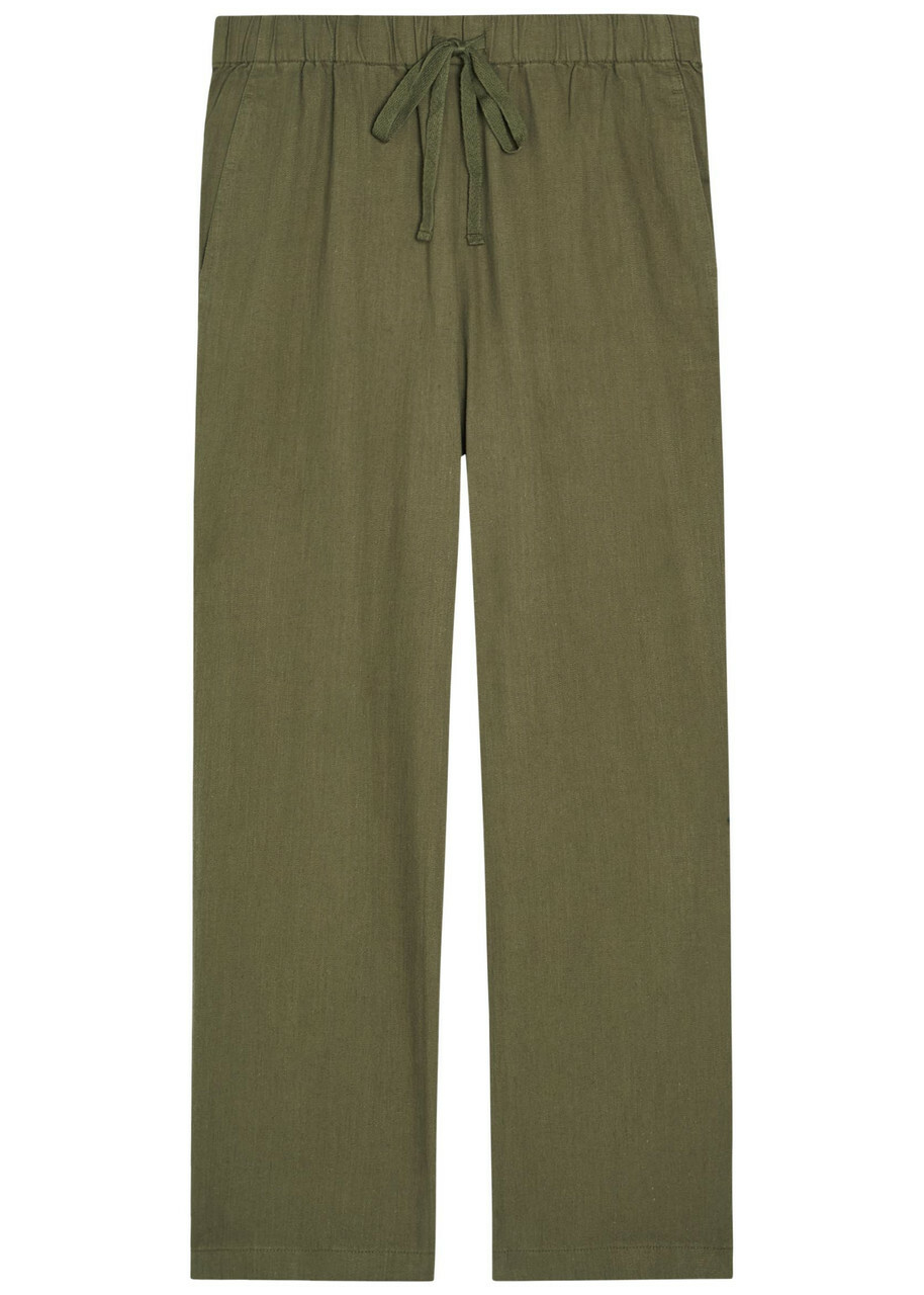 Eileen Fisher Straight-leg Cotton and Linen-blend Trousers Olive