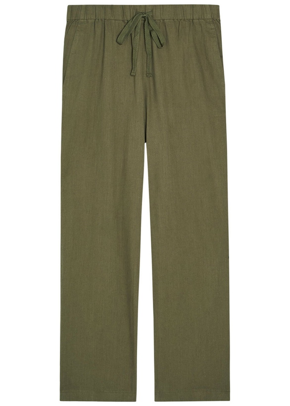 Photo: Eileen Fisher Straight-leg Cotton and Linen-blend Trousers Olive