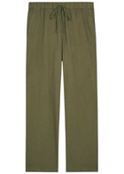 Eileen Fisher Straight-leg Cotton and Linen-blend Trousers Olive