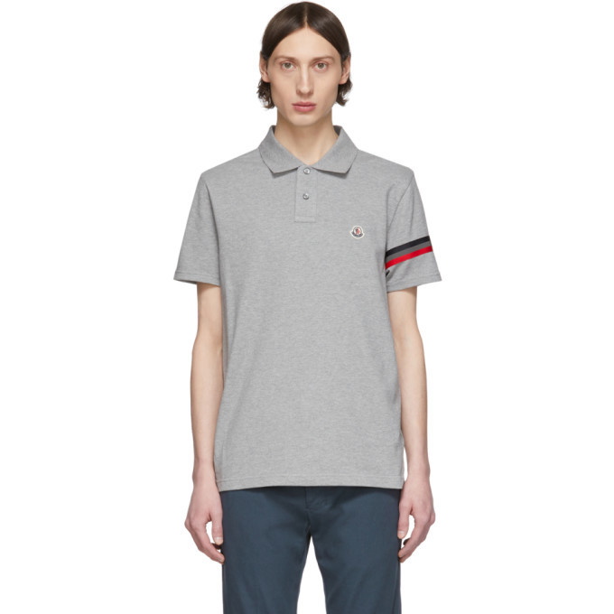 Photo: Moncler Grey Striped Sleeve Polo