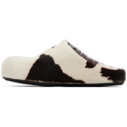 Marni White & Brown Fussbett Sabot Slip-on Loafers