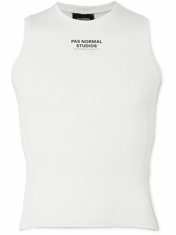 Photo: Pas Normal Studios - Mid Logo-Print Polartec® Power Wool™ Cycling Base Layer - Neutrals