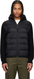 Moncler Black Padded Cotton Zip-Up Down Hoodie
