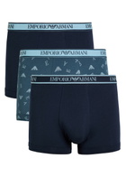 Emporio Armani Logo Stretch-cotton Trunks set of Three Blue