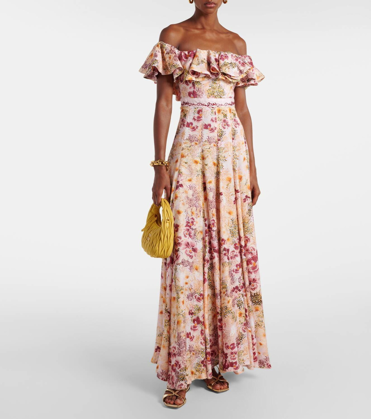 agua by agua bendita off the shoulder dress Agua By Agua Bendita Bisuteria Linen & Silk-Blend Maxi Dress