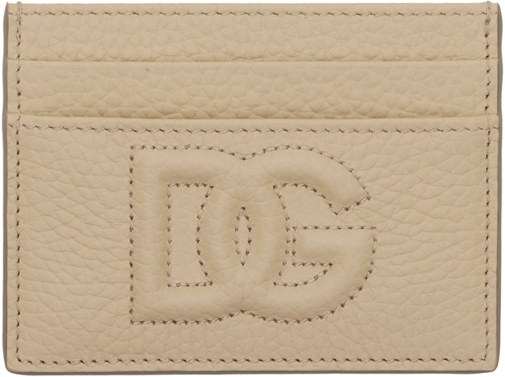 Photo: Dolce&Gabbana Beige 'DG' Logo Card Holder