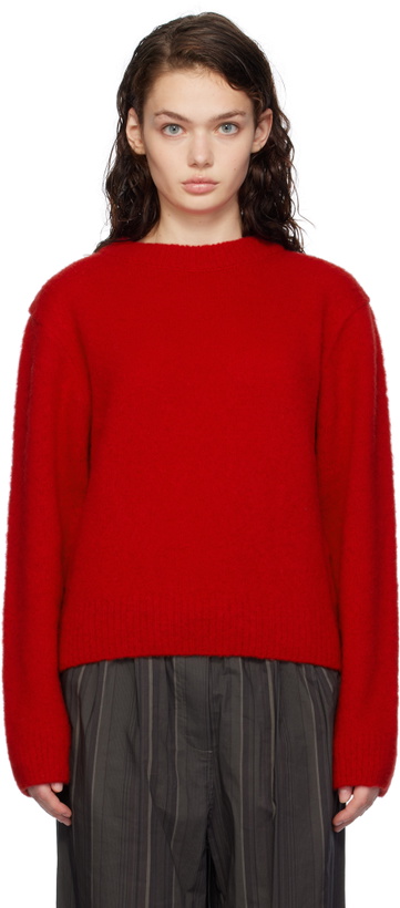 Photo: AMOMENTO Red Fluffy Brushed Sweater