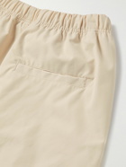 FEAR OF GOD ESSENTIALS - Dock Wide-Leg Logo-Appliquéd Cotton-Blend Drawstring Shorts - Neutrals