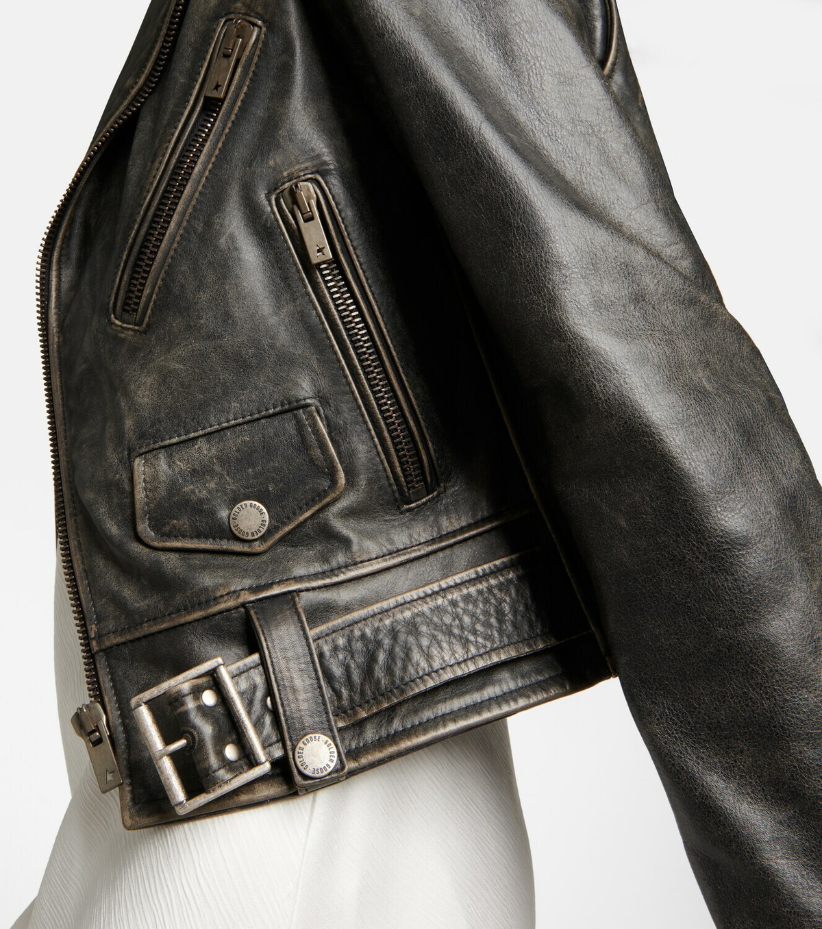 Golden Goose - Distressed leather biker jacket Golden Goose Deluxe Brand