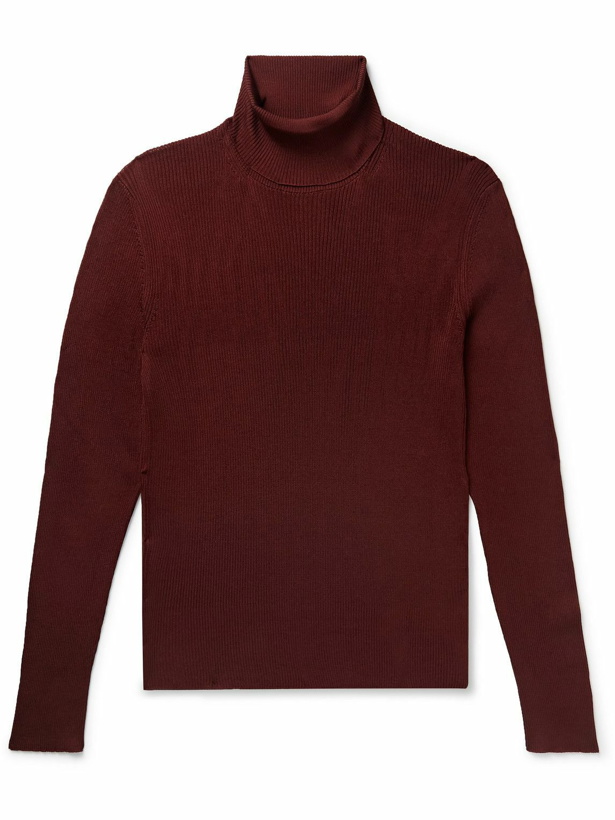 Photo: TOM FORD - Ribbed Silk Rollneck Sweater - Burgundy