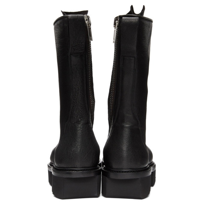 Rick Owens Black Double Zip Army Megatooth Boots