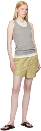 AMI Paris Khaki Cotton Elasticated Shorts