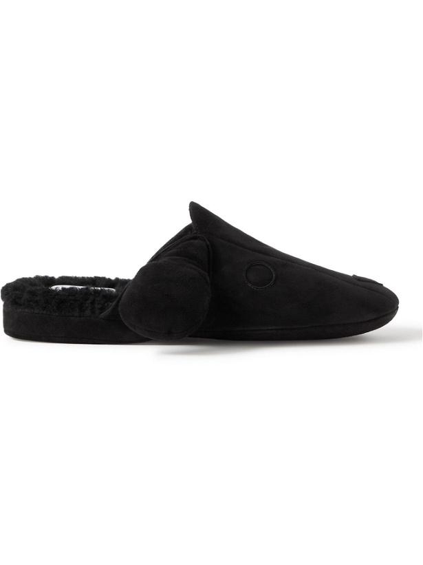 Photo: Thom Browne - Hector Shearling-Trimmed Suede Slippers - Black