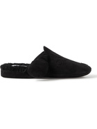 Thom Browne - Hector Shearling-Trimmed Suede Slippers - Black