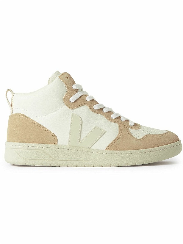 Photo: Veja - V-15 Rubber-Trimmed Leather and Suede High-Top Sneakers - Brown