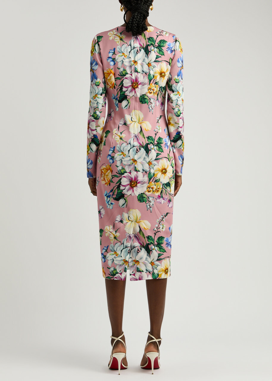 Dolce & Gabbana Floral-print Stretch-silk Midi Dress Multi Floral Dolce & Gabbana Dolce & Gabbana Floral-print Stretch-silk Midi Dress Multi Floral Dolce & Gabbana