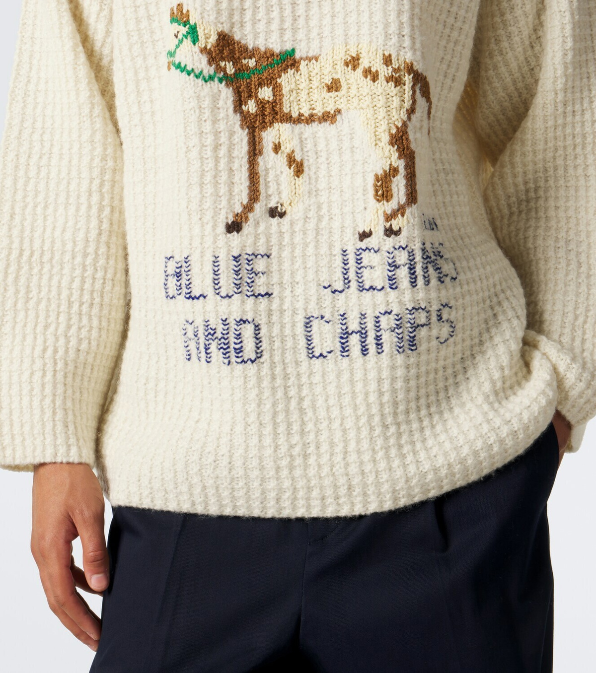 Bode Show waffle-knit intarsia wool sweater