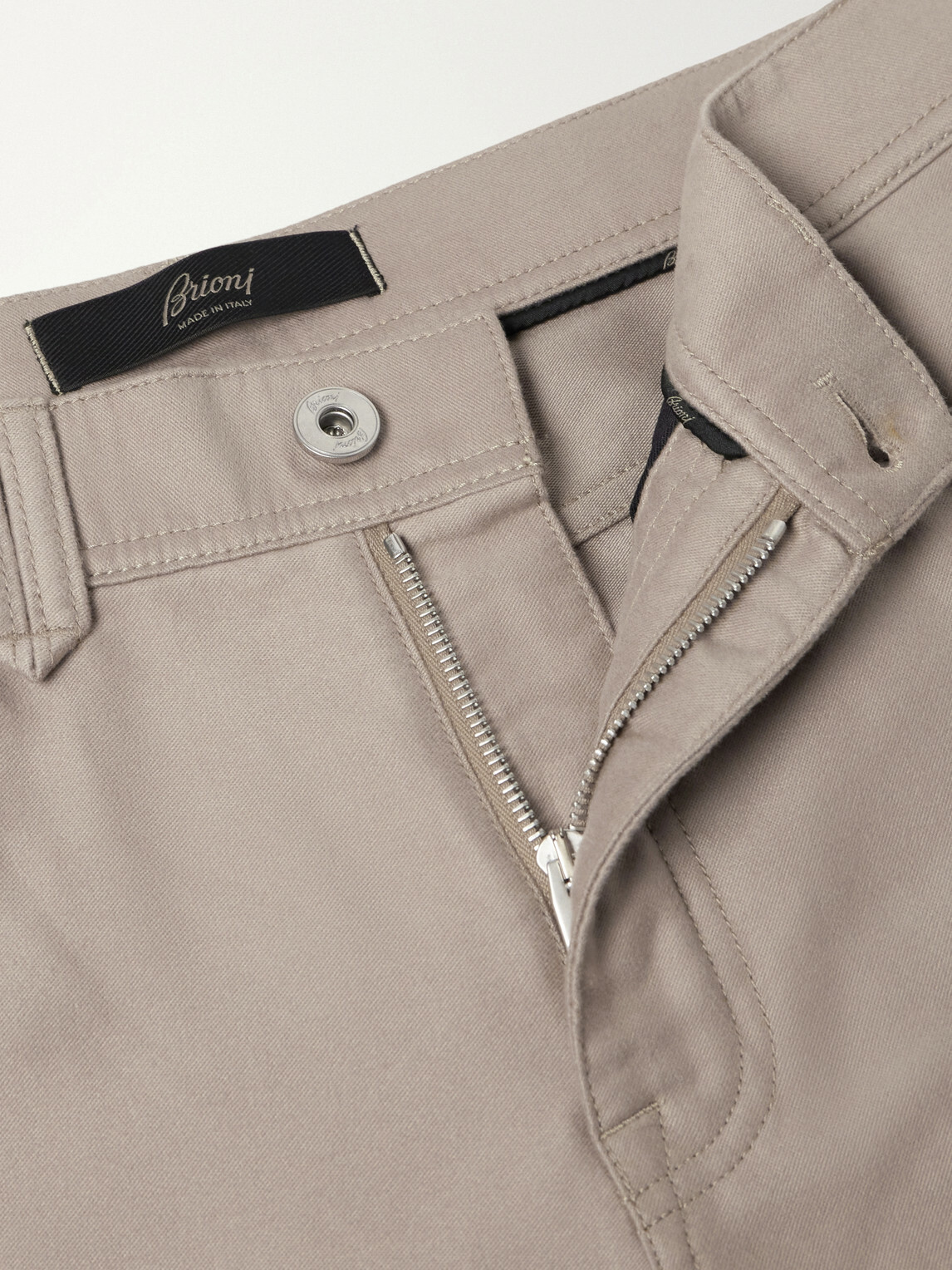 Brioni - Straight-Leg Cotton-Moleskin Trousers - Neutrals
